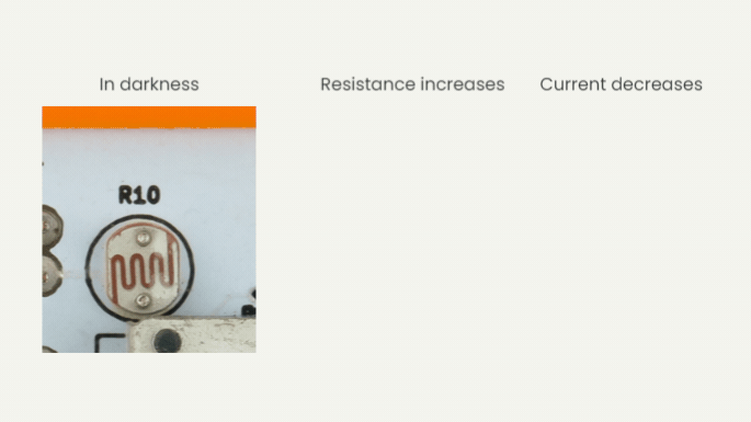 resistance effects on light sensor in darkness
